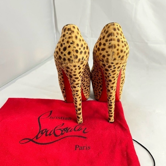 CHRISTIAN LOUBOUTIN Daffodil 160 brown pony jungle cheetah print platform - Picture 12 of 15